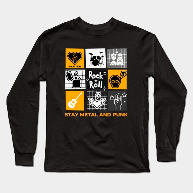 stay metal and punk love mom Long Sleeve T-Shirt by mencarirejeki